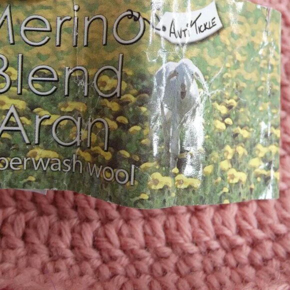 Pink Bucket Hat WOOL Roll Up Brim Beanie OS Cap Handmade Crochet Hand Knit NWT - Picture 8 of 11